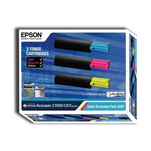 C13S050287 Toner Originale Ciano Magenta Giallo AcuLaser C1100 Capacità 4500 Pagine Confezione 3 pezzi - Foto 1